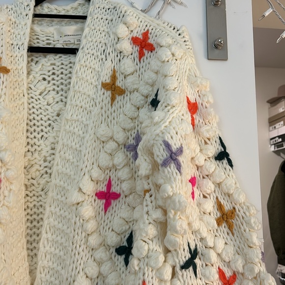 Anthropologie Chunky Knit Pom Pom Open Cardigan, Retail $180 ONE SIZE FITS MOST - Picture 2 of 4